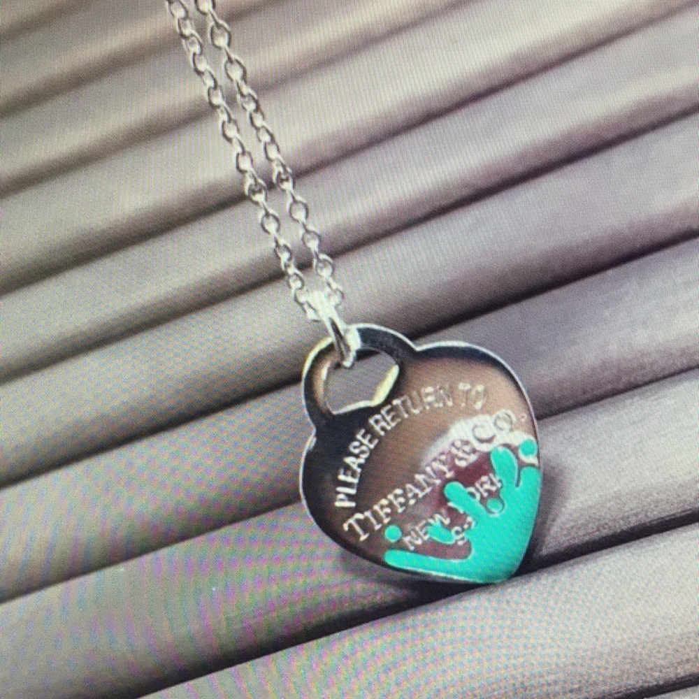 Tiffany & Co Silver and Turquoise Heart Necklace